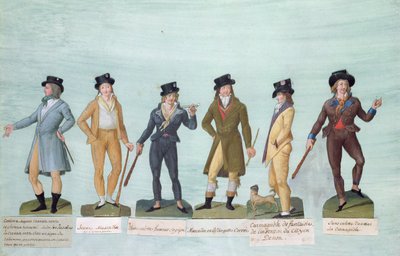 Fol.43 Modieuze kleding voor mannen tijdens de Franse Revolutie door P. A. and J.B. Lesueur